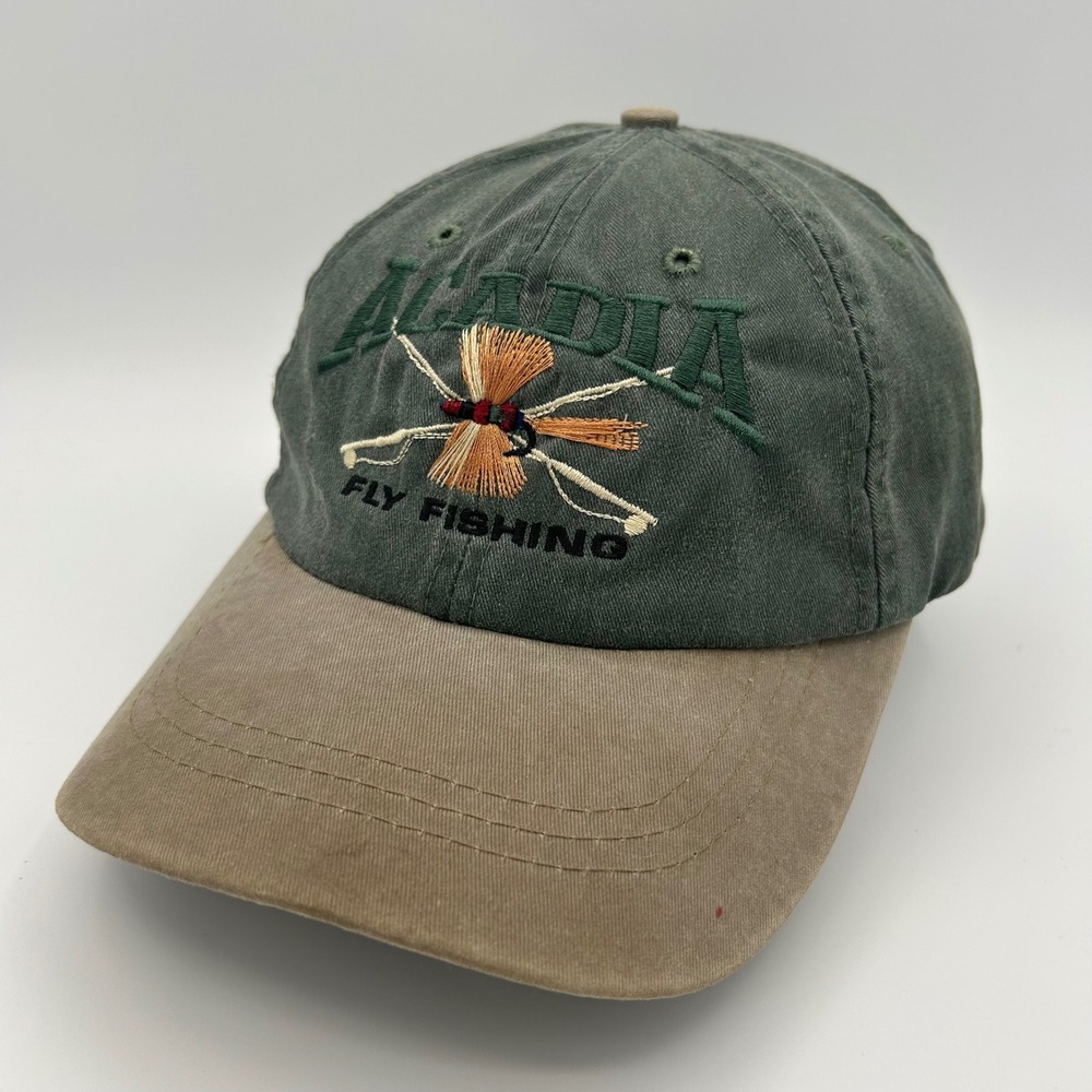 Ahead Hat Acadia Fly Fishing Unisex OS Green Tan Outdoors Cabin Vintage